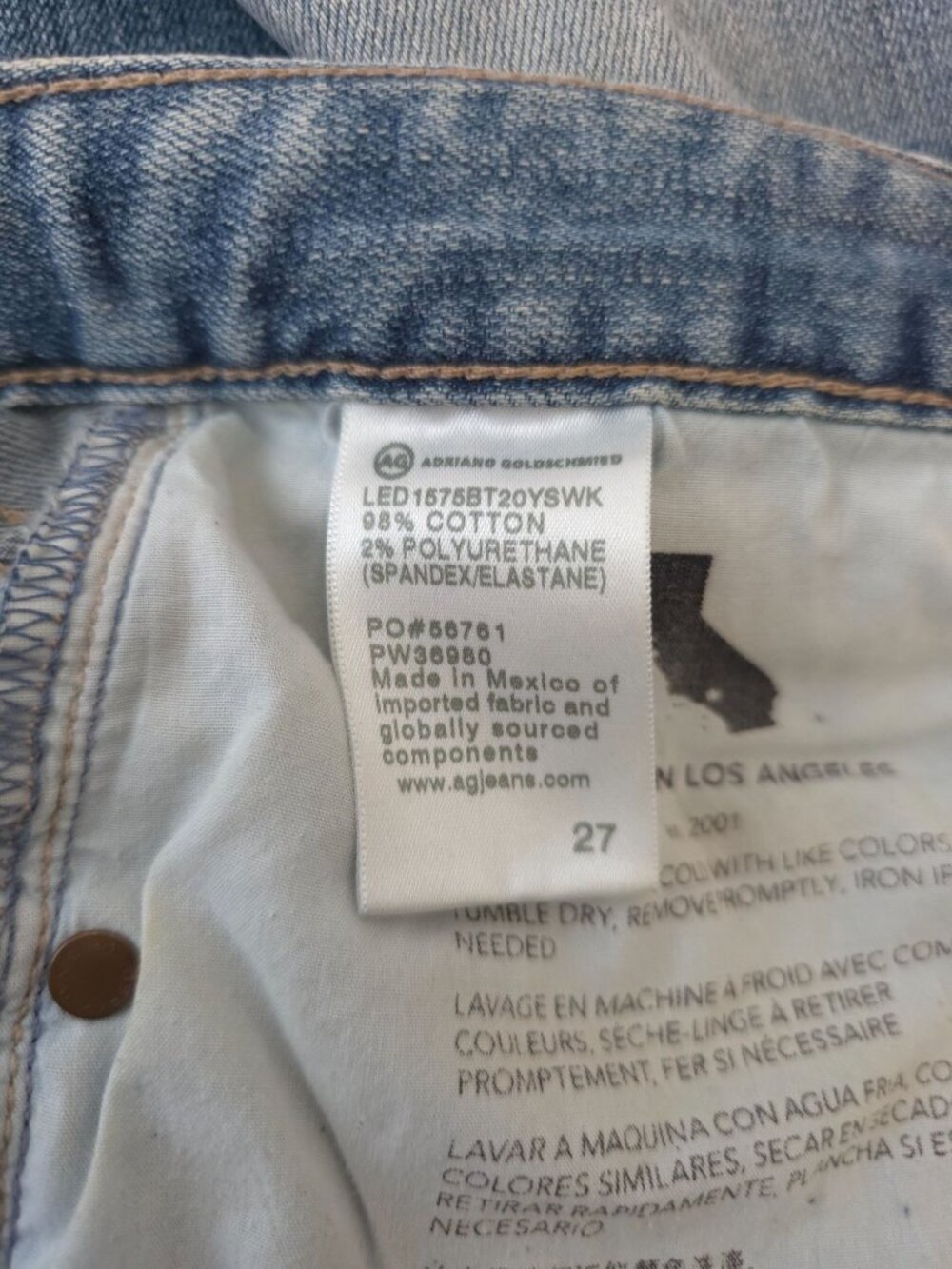 AG Adriano Goldschmied Ex-Boyfriend Slouchy Slim Cropped AG-ED Denim Jeans 27 - Picture 12 of 13